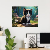 *~* Bloemen Tuin Poes Kat 5:4 Katachtige Kitten Poster (Thuiskantoor)