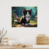 *~* Bloemen Tuin Poes Kat 5:4 Katachtige Kitten Poster (Keuken)