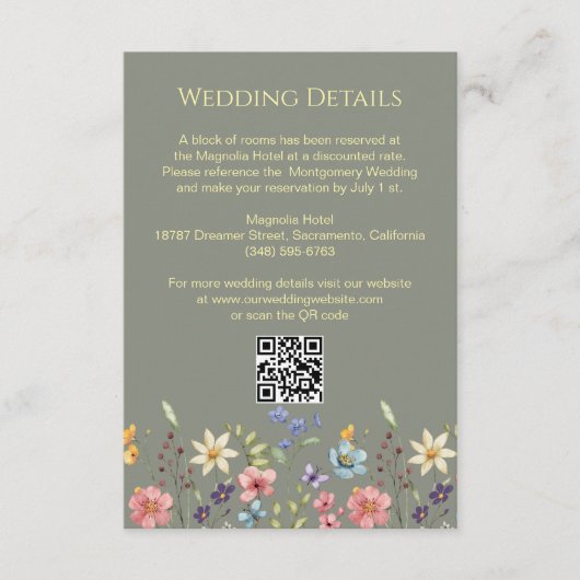 Bloemen Tuin Salie Bruiloft Details Informatiekaartje (Voorkant)