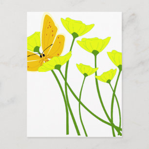 bloemen tuin vlinder natuur geel bloesem briefkaart
