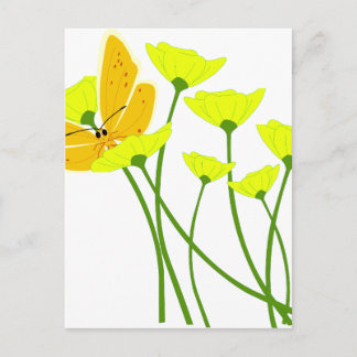 bloemen tuin vlinder natuur geel bloesem briefkaart