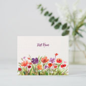 Bloemen Tuin Waterverf Briefkaart (Staand voorkant)