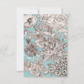  Bloemen Turkoois Blauw Huwelijk RSVP Reageer I Kaart (Achterkant)