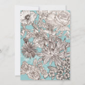 Bloemen Turquoise Blauw Modern Bruiloft Kaart (Achterkant)