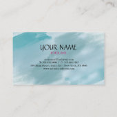 Bloemen Turquoise roze Waterverf geborsteld Visitekaartje (Achterkant)