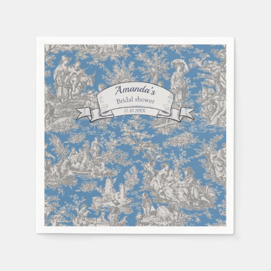  bloemen turquoise toile de jouy shower servet (Voorkant)