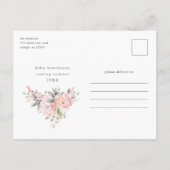 Bloemen Typografie Roze Baby shower Invitation Briefkaart (Achterkant)
