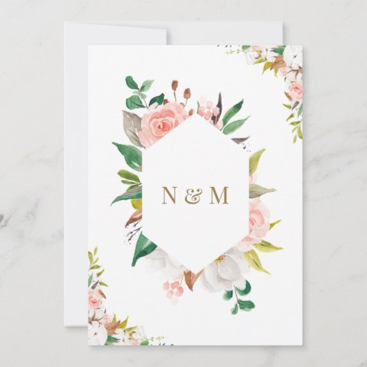 Bloemen Typografie Wit Anand Karaj Sikh Bruiloft Kaart (Achterkant)