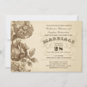  bloemen & typografische huwelijksuitnodiging kaart (Voorkant)