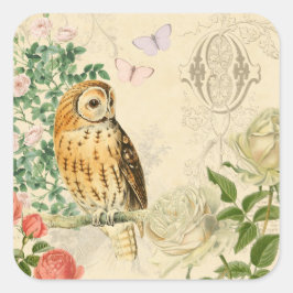Bloemen  uil stickers met mooie rozen