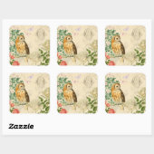 Bloemen uil stickers met mooie rozen (Vel)