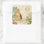 Bloemen uil stickers met mooie rozen (Tas)