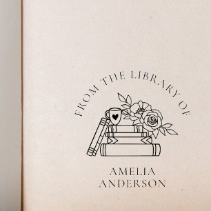 Bloemen uit de bibliotheek van aangepaste naam  zelfinktende stempel