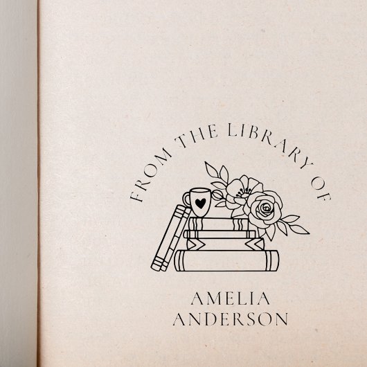 Bloemen uit de bibliotheek van aangepaste naam  zelfinktende stempel