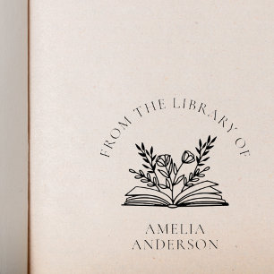 Bloemen uit de bibliotheek van aangepaste naam zelfinktende stempel