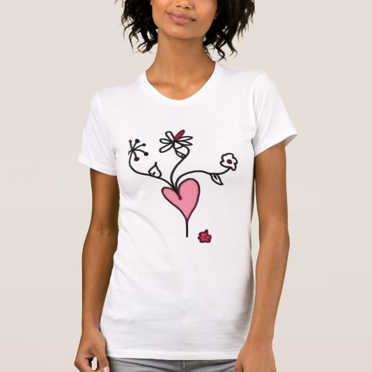 Bloemen uit een ruby hart t-shirt (Voorkant)