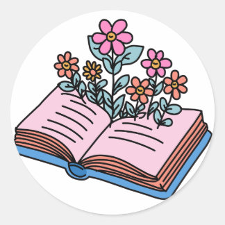 bloemen uit het boek ronde sticker