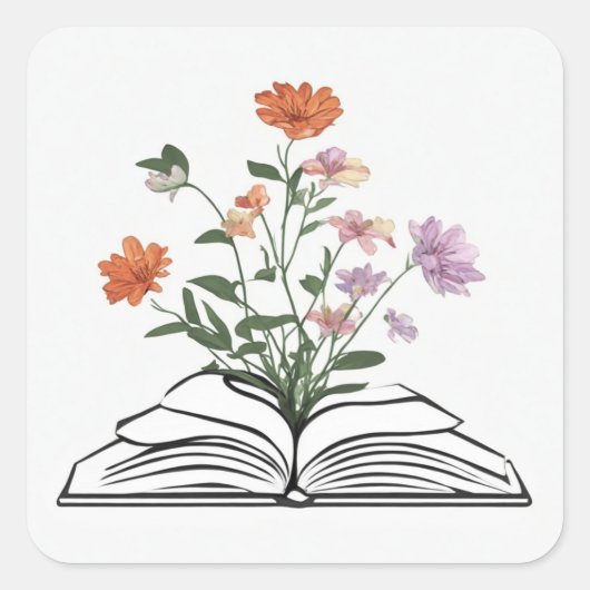 bloemen uit het boek vierkante sticker (Voorkant)