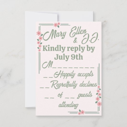 Bloemen uit het depressietijdperk RSVP kaartje (Voorkant)