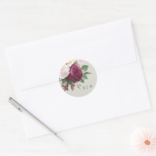 Bloemen uit vroeger tijden ronde sticker (Envelop)