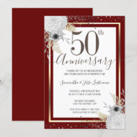 Bloemen uitnodiging 50-jarig huwelijksjubileum