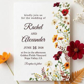 Bloemen uitnodiging | Elegante Trouw Uitnodiging