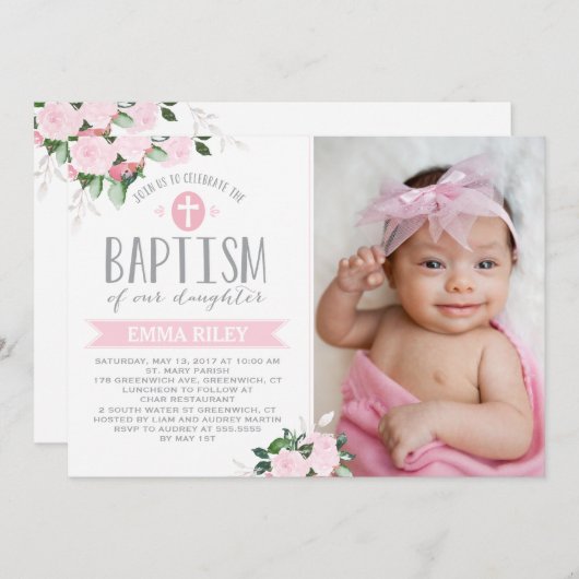 Bloemen | uitnodiging tot doop (Voorkant / Achterkant)