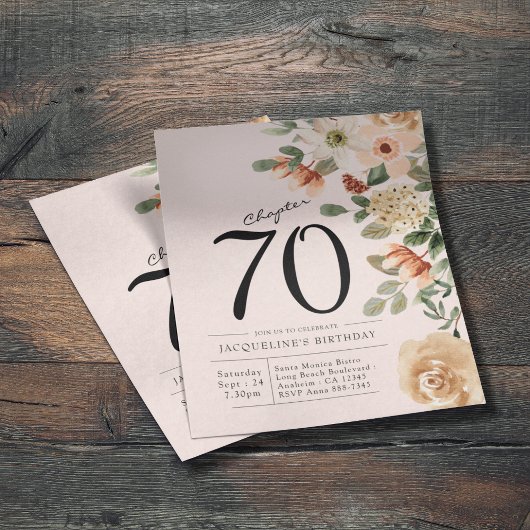 Bloemen uitnodiging voor 70ste verjaardag goedkoop flyer