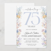 Bloemen uitnodiging voor 75-jarig jubileum met fot (Voorkant / Achterkant)
