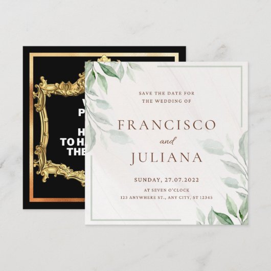 Bloemen uitnodigingskaart voor de bruiloft Bewaar  Kaart (Voorkant / Achterkant)