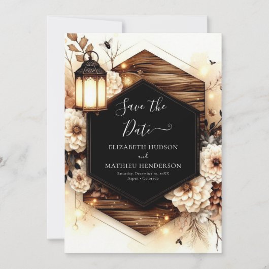Bloemen unieke rustieke bruiloft save the date (Voorkant)