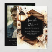 Bloemen unieke rustieke bruiloft save the date (Voorkant / Achterkant)