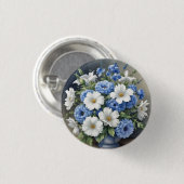 Bloemen Vaas Elegante Waterverf Ronde Button 3,2 Cm (Voorkant /achterkant)