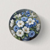 Bloemen Vaas Elegante Waterverf Ronde Button 3,2 Cm (Voorkant)