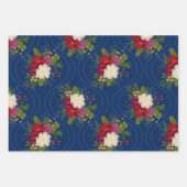 Bloemen Vakantie Boeket Cadeauverpakking Blauw 3 P Inpakpapier Vel (Voorkant 2)