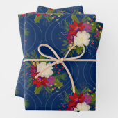 Bloemen Vakantie Boeket Cadeauverpakking Blauw 3 P Inpakpapier Vel (In situ)