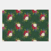 Bloemen Vakantie Boeket Cadeauverpakking Groen 3 P Inpakpapier Vel (Voorkant)