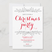 Bloemen Vakantie Kerst Rood Grijs Feest Minimaal Kaart (Voorkant)