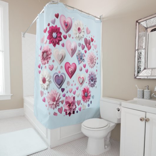 Bloemen Valentijnsdag hart Douchegordijn (In situ)
