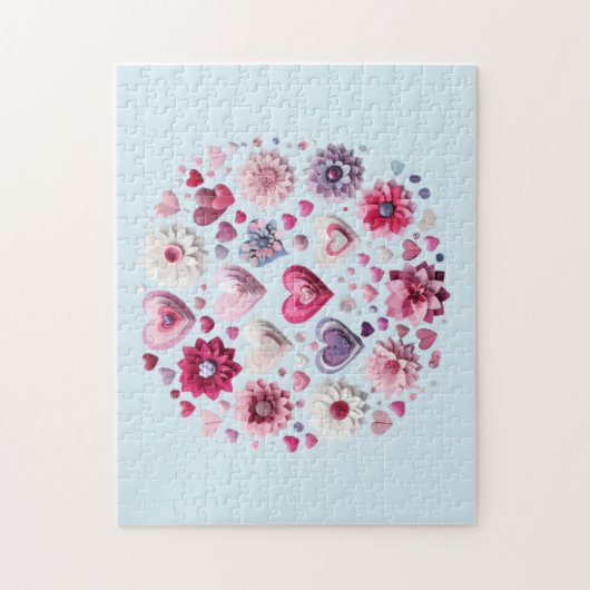 Bloemen Valentijnsdag hart Legpuzzel (Verticaal)