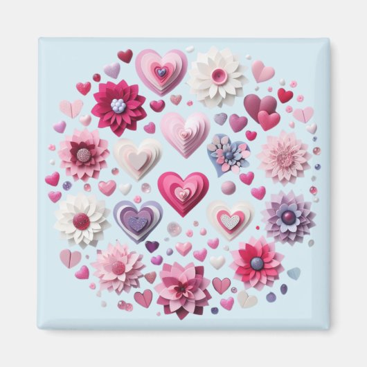 Bloemen Valentijnsdag hart Magneet (Voorkant)