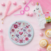 Bloemen Valentijnsdag hart Papieren Bordje (Feest)