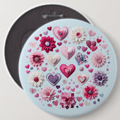 Bloemen Valentijnsdag hart Ronde Button 6,0 Cm (Voorkant /achterkant)