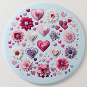Bloemen Valentijnsdag hart Ronde Button 6,0 Cm (Voorkant)