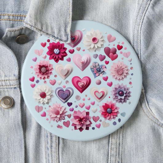 Bloemen Valentijnsdag hart Ronde Button 6,0 Cm (In situ)