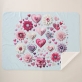 Bloemen Valentijnsdag hart Sherpa Deken (Voorkant (horizontaal))
