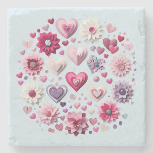 Bloemen Valentijnsdag hart Stenen Onderzetter (Voorkant)