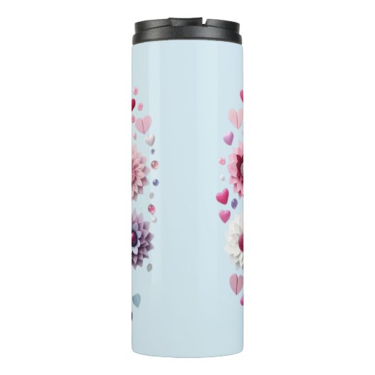 Bloemen Valentijnsdag hart Thermosbeker (Achterkant)