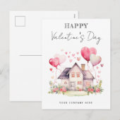 Bloemen Valentijnsdag huis met harten Feestdagenkaart (Voorkant / Achterkant)