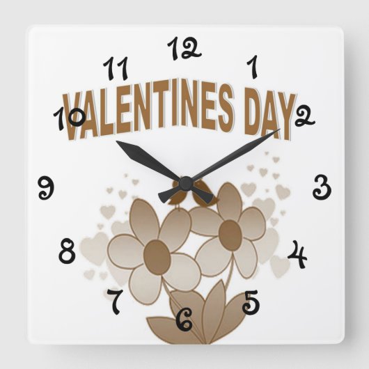Bloemen Valentijnsdag Vierkante Klok (Voorkant)